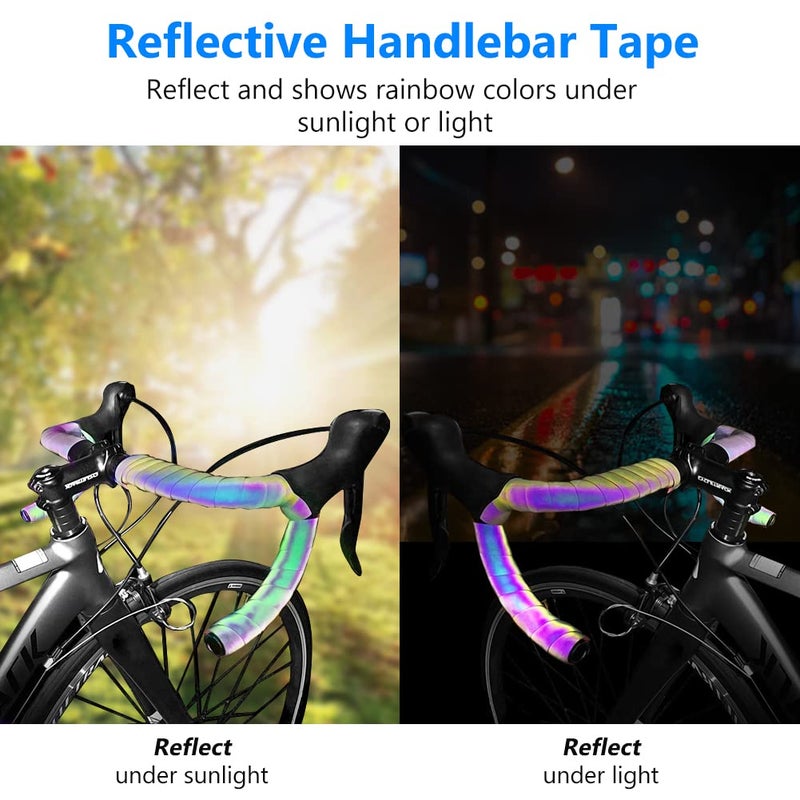 Bumlon Road Bike Handlebar Tape, Bicycle Bar Tape, PU Leather + EVA, Reflective Cycling Handle Grip Wrap - 2 Rolls - Image 2